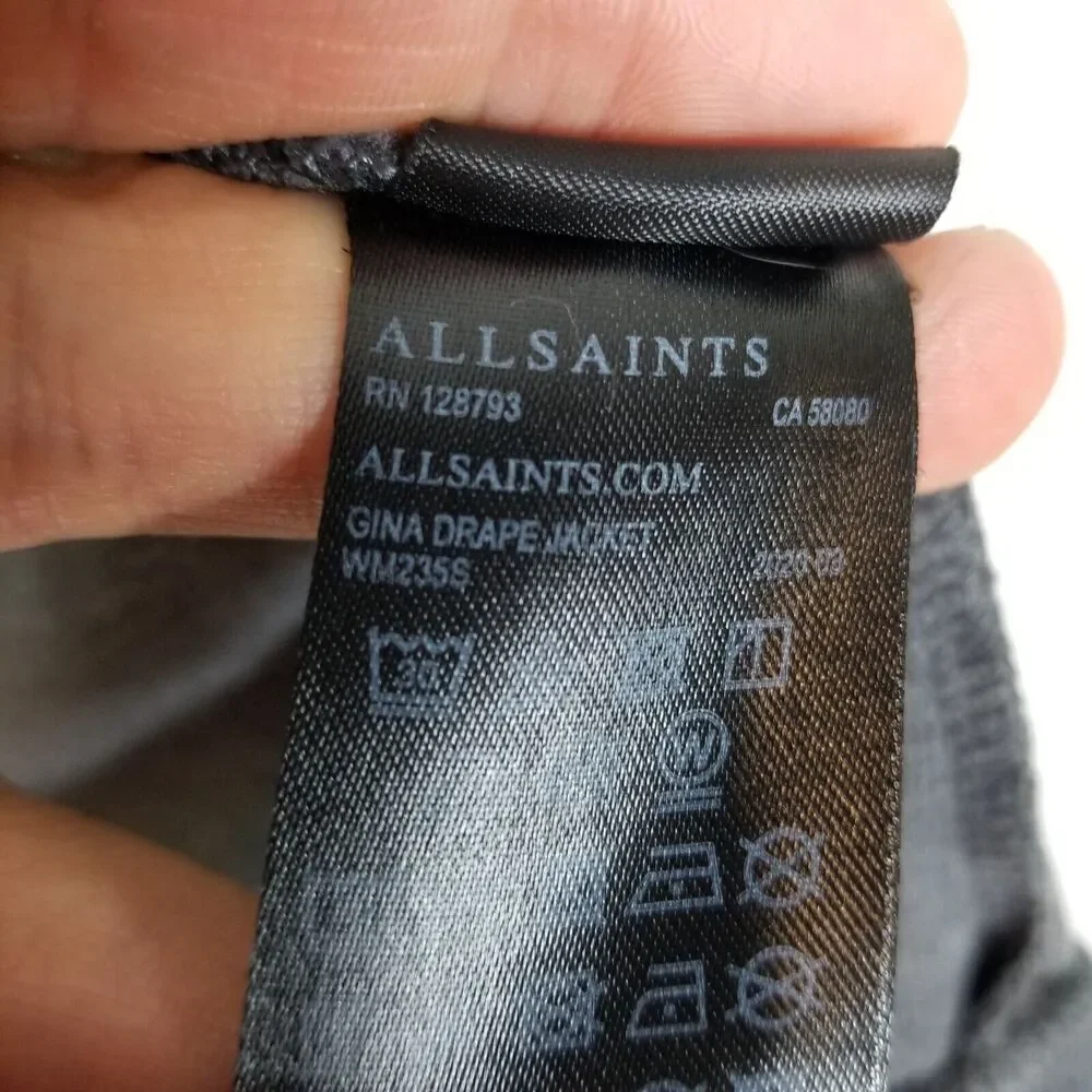 All Saints Womens‎ Gina Drape Jacket Sz 8 Grey Marl Soft Jersey Designer Open